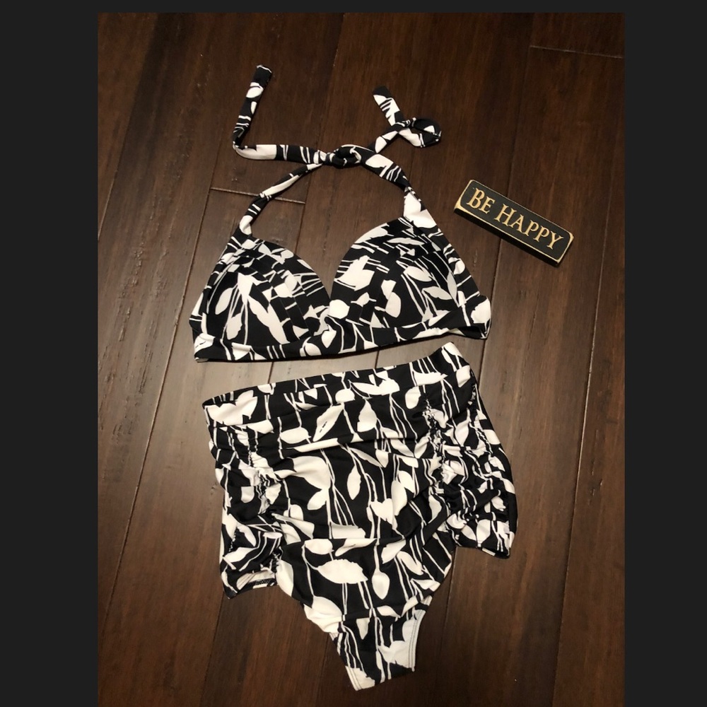 Vintage style high waist 2piece bathing suit